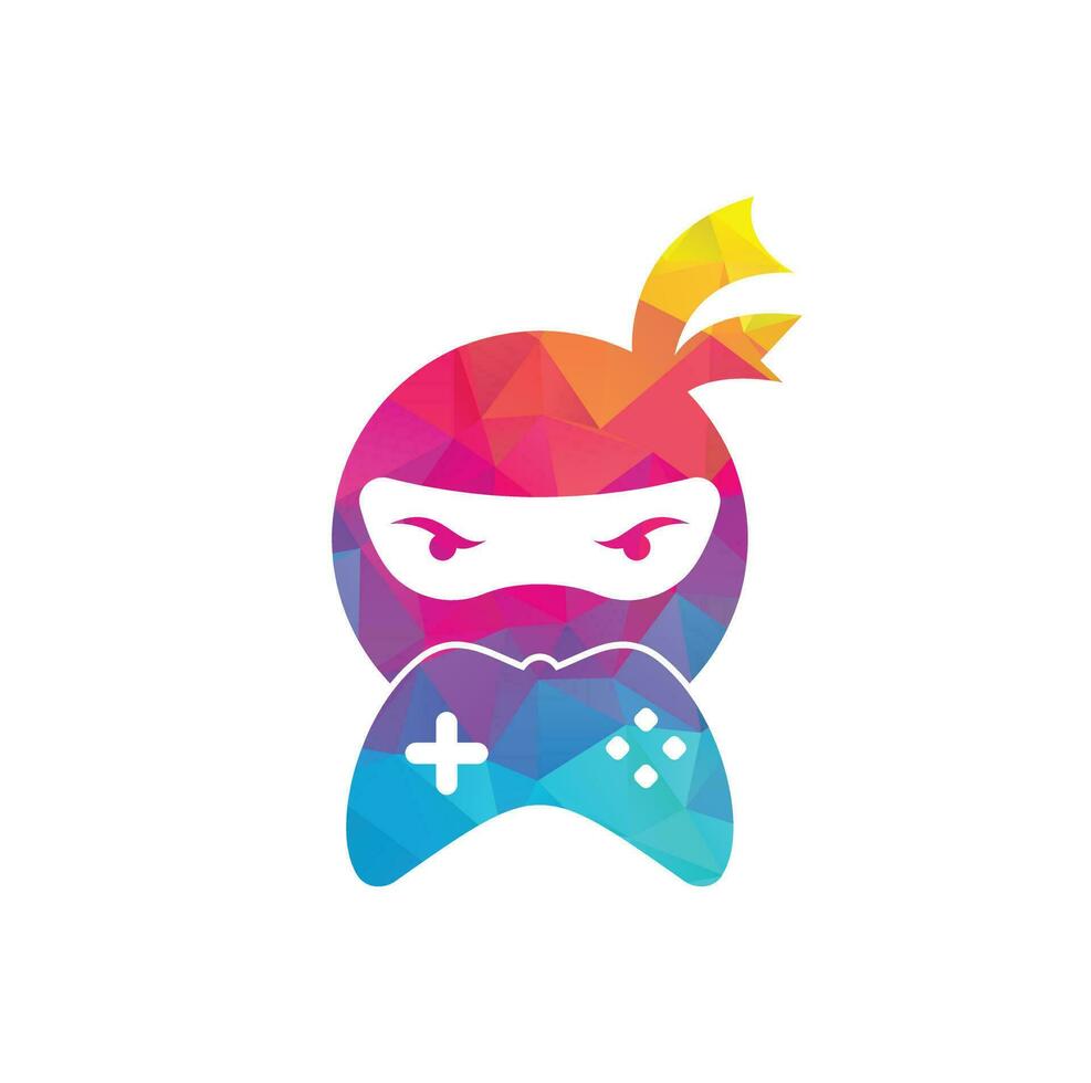 diseño del logotipo del juego ninja. Vectores de stock de imágenes de logotipos de juegos ninja. icono de diseño de logotipo de game-pad ninja