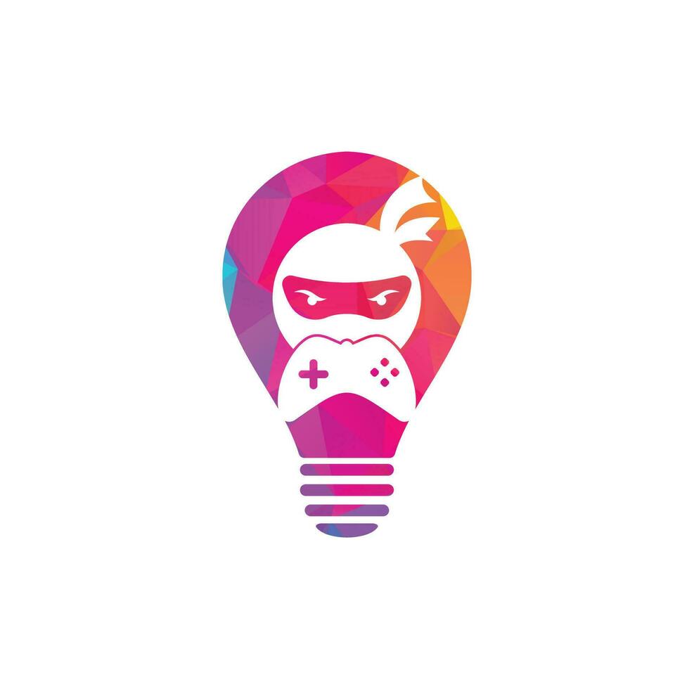 Ninja game bulb shape concept logo design. Ninja Gaming Logo Images Stock Vectors. Ninja Game-pad logo design icon vector