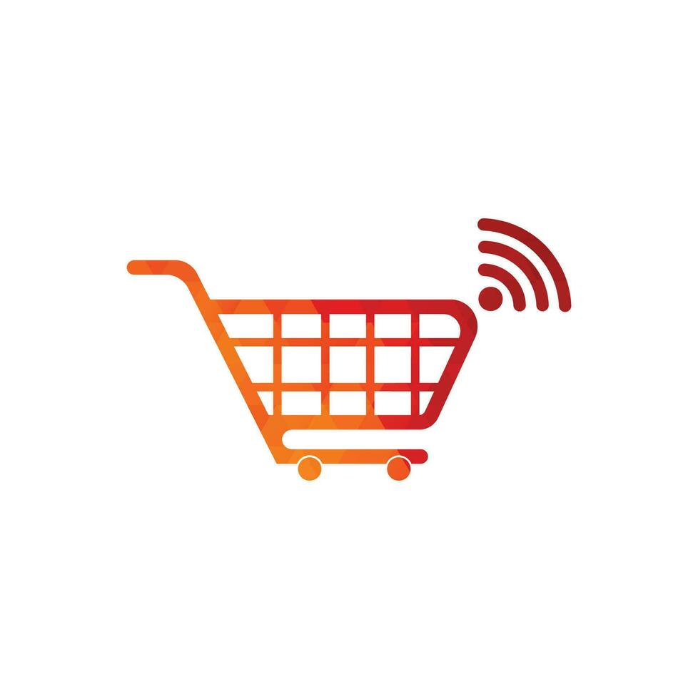 Wifi and cart logo design. Online Shop Logo designs Template. Shopping cart and wifi icon combination logo design concept vector