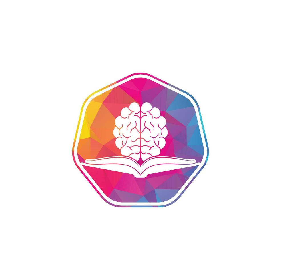 diseño del logotipo del cerebro del libro. diseño de logotipo educativo e institucional. concepto de logotipo de combinación de libro y cerebro vector