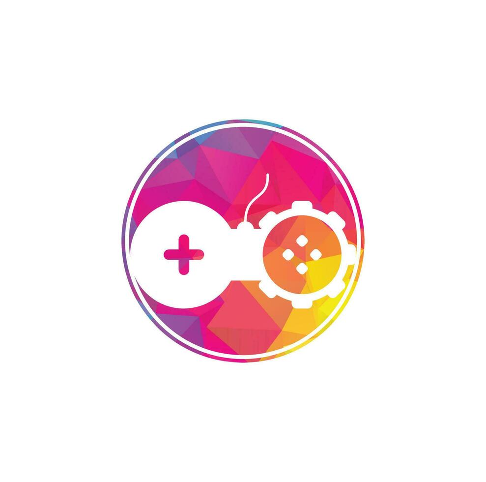 Game with Gear logo template vector. Joystick design Icon. GEAR GAME logo vector