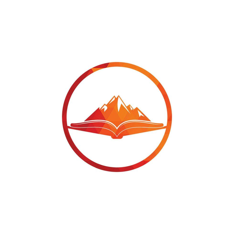 Mountain book vector logo design. Nature and bookstore symbol or icon.