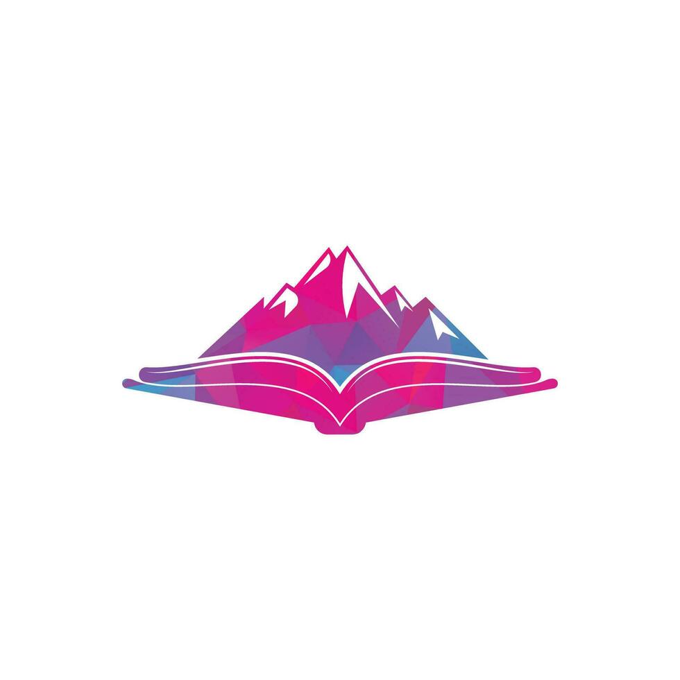 Mountain book vector logo design. Nature and bookstore symbol or icon.