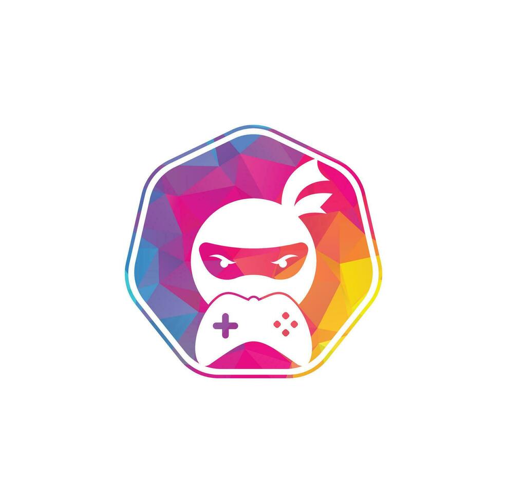 diseño del logotipo del juego ninja. Vectores de stock de imágenes de logotipos de juegos ninja. icono de diseño de logotipo de game-pad ninja