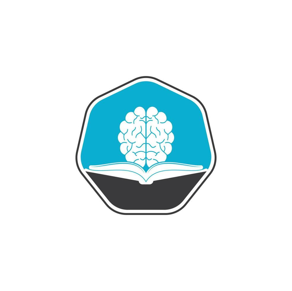 diseño del logotipo del cerebro del libro. diseño de logotipo educativo e institucional. concepto de logotipo de combinación de libro y cerebro vector
