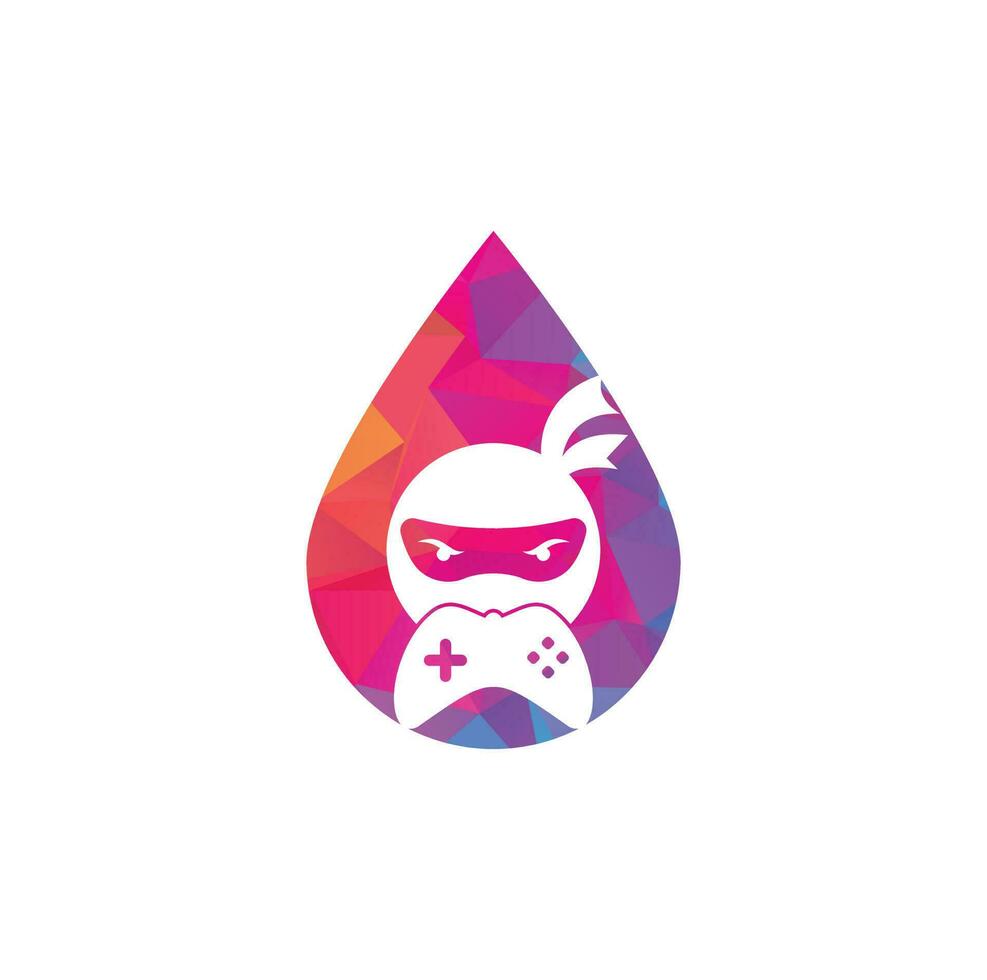 Ninja game drop shape concept logo design. Ninja Gaming Logo Images Stock Vectors. Ninja Game-pad logo design icon vector