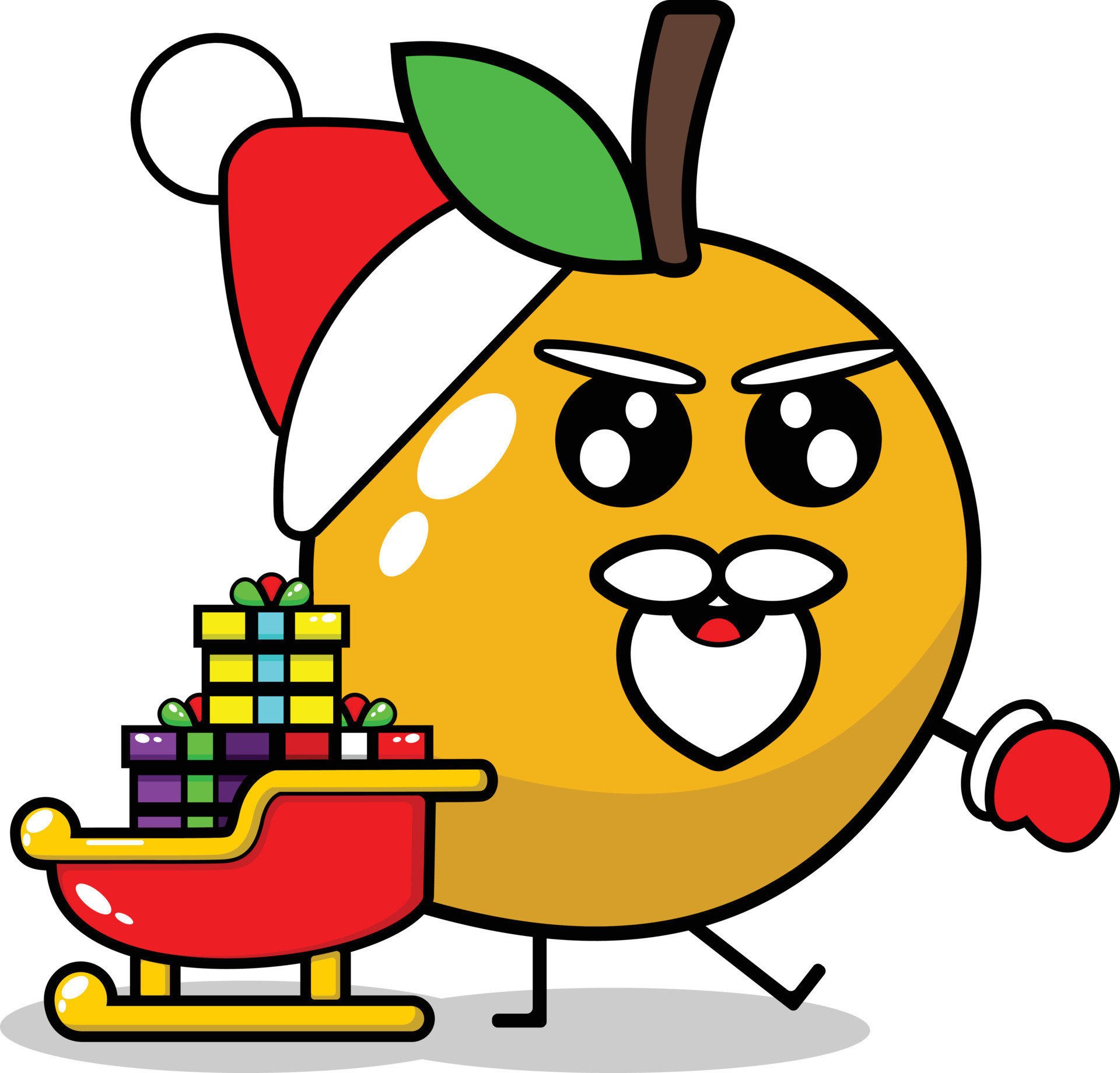 cute christmas mango fruit mascot vector with saint clouse gift train  13406839 Vector Art at Vecteezy