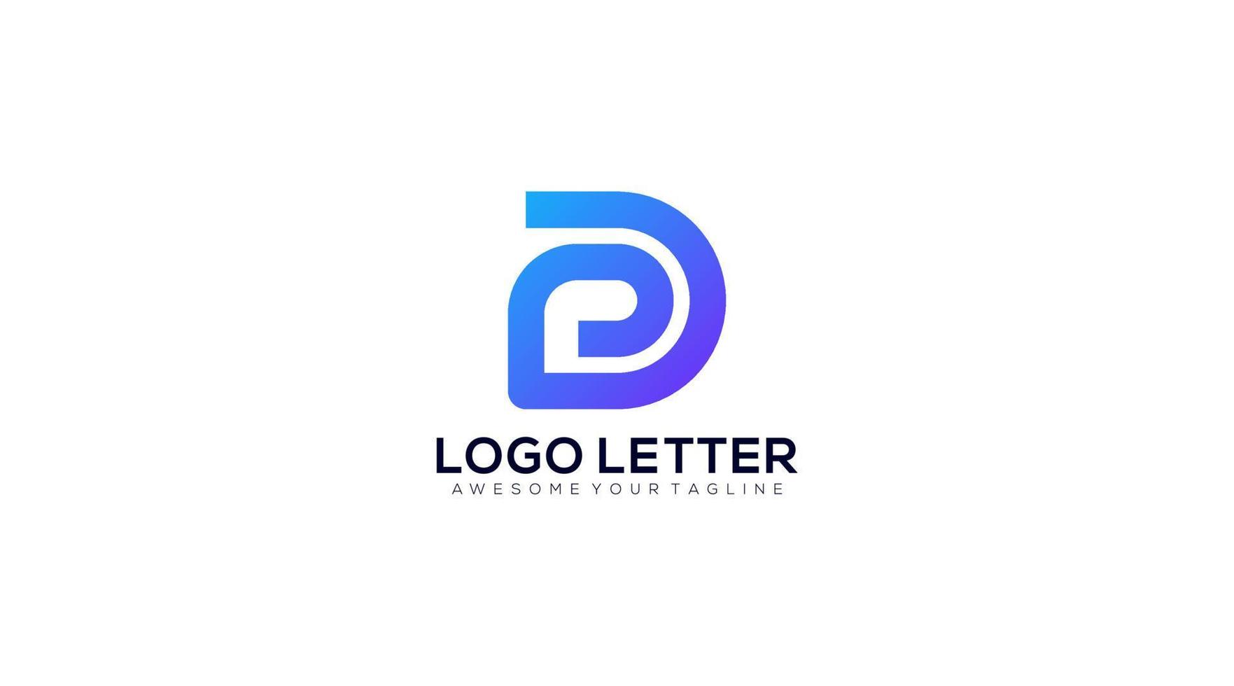 Perfect unique attractive stylish geometric tech PD logo design vector