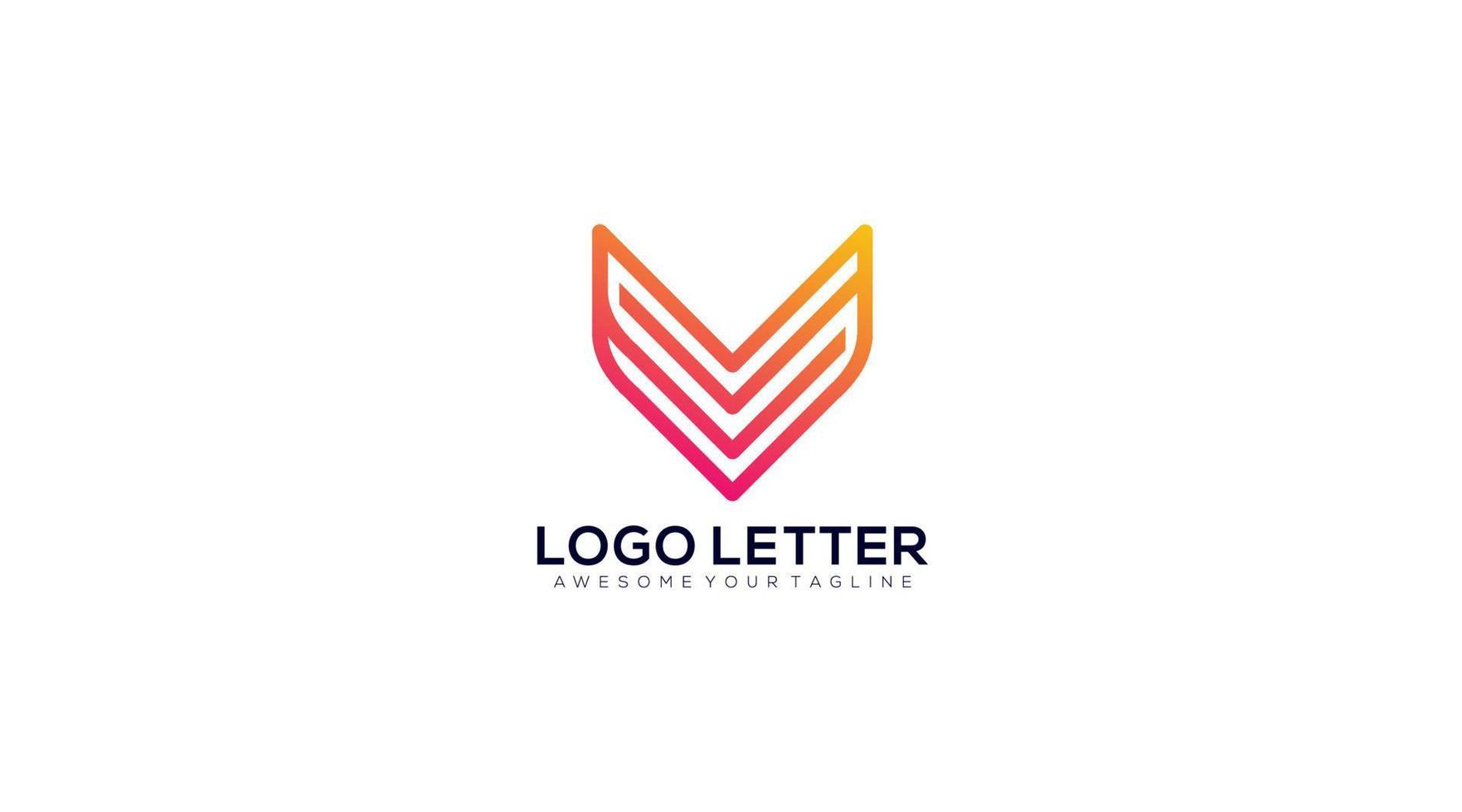 Initial letter V or checkmark logo template with modern fox head vector