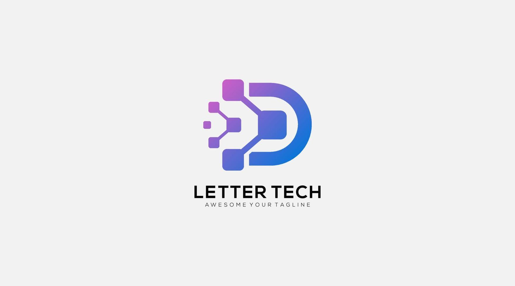 plantilla de diseño de logotipo digital letra inicial d vector