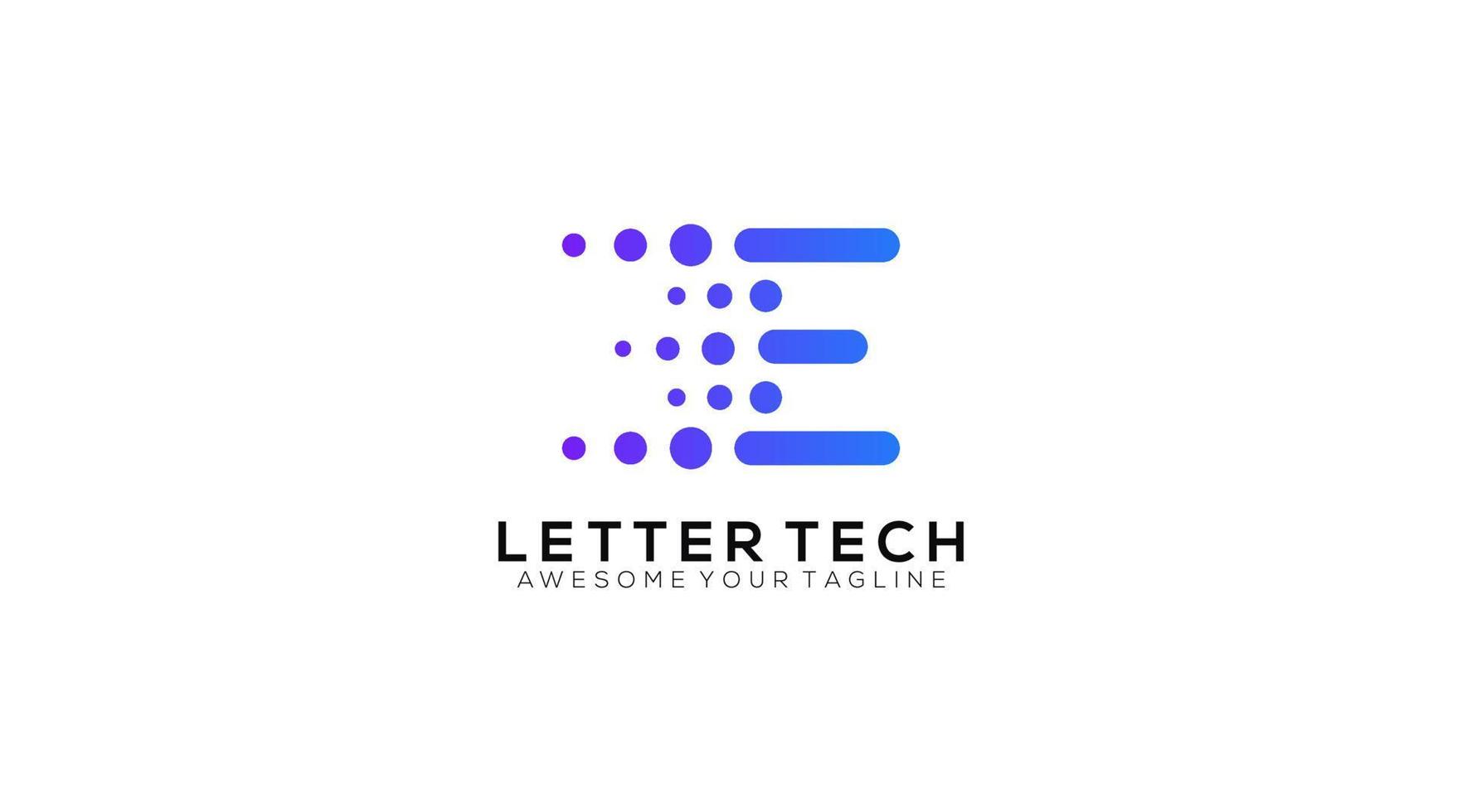 Digital Tech Letter Initial E Logo Design Template vector