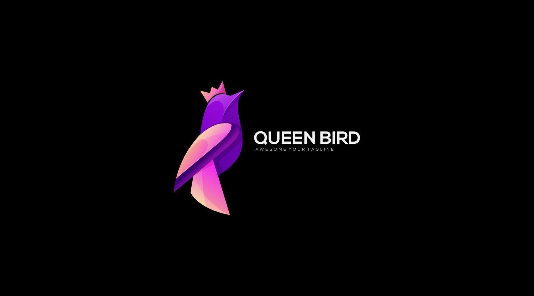 el diseño simple del logo del pájaro y la corona de la reina vector