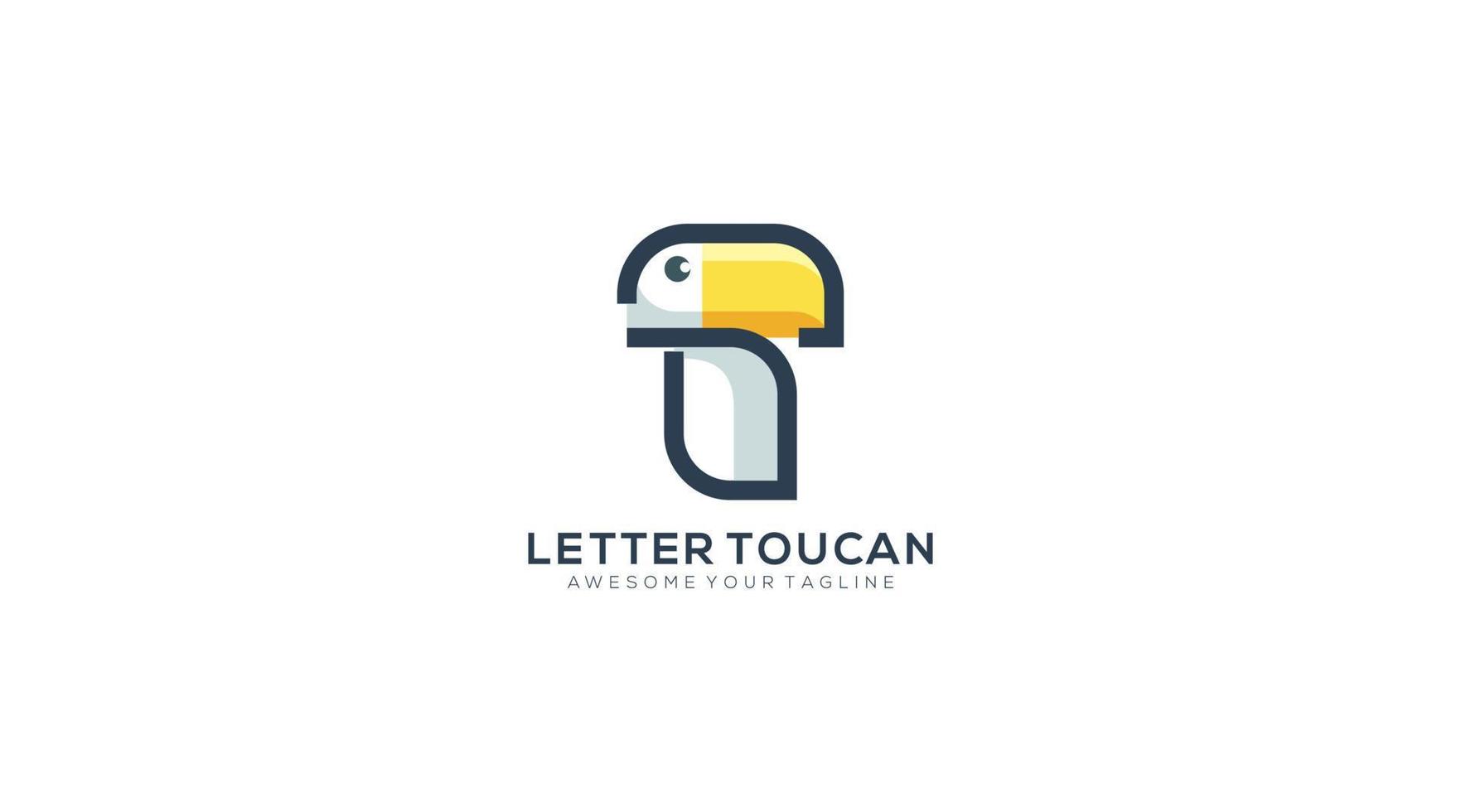 plantilla de vector de diseño de logotipo de tucán de logotipo de letra única t