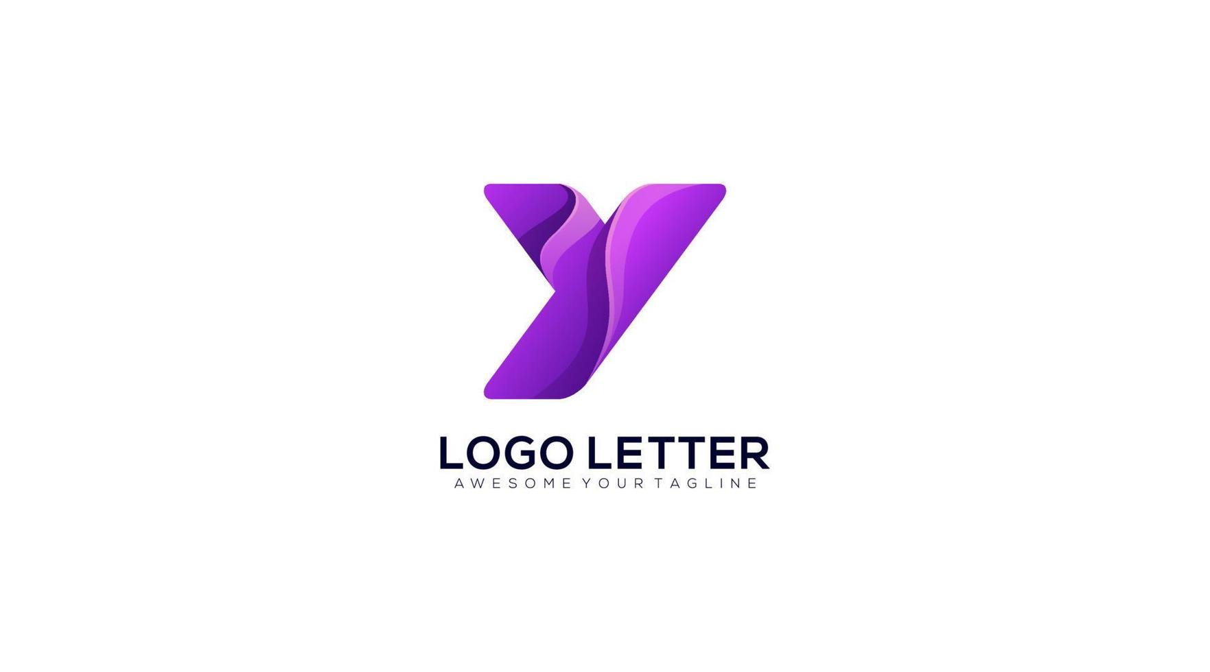 Papercut Y Letter logo, Minimal Logo design vector template