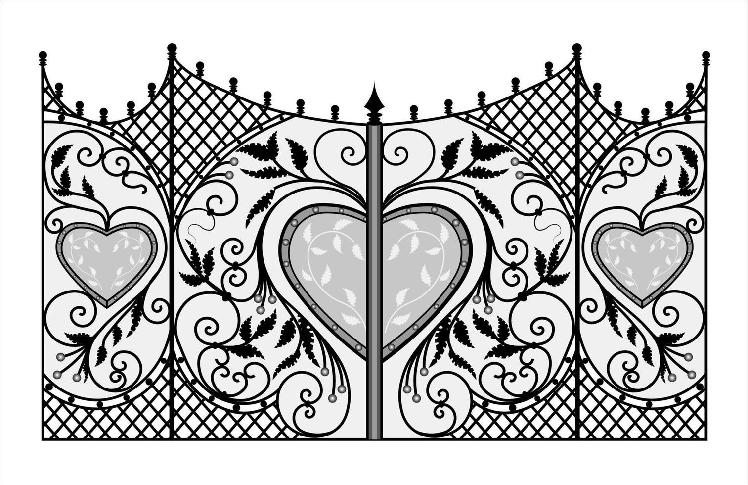 gate sketch, forged metal elements. Artistic forging. vector