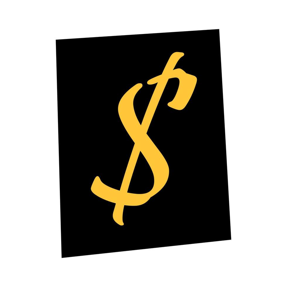 Vector ransom dollar. Dollar sign cutouts from newspaper or magazine. Criminal character.