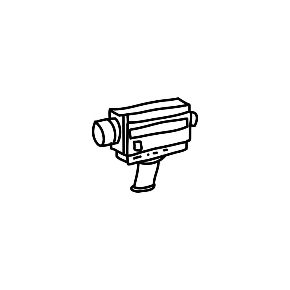 Hand drawn Vintage Video Camera icon, simple doodle icon vector