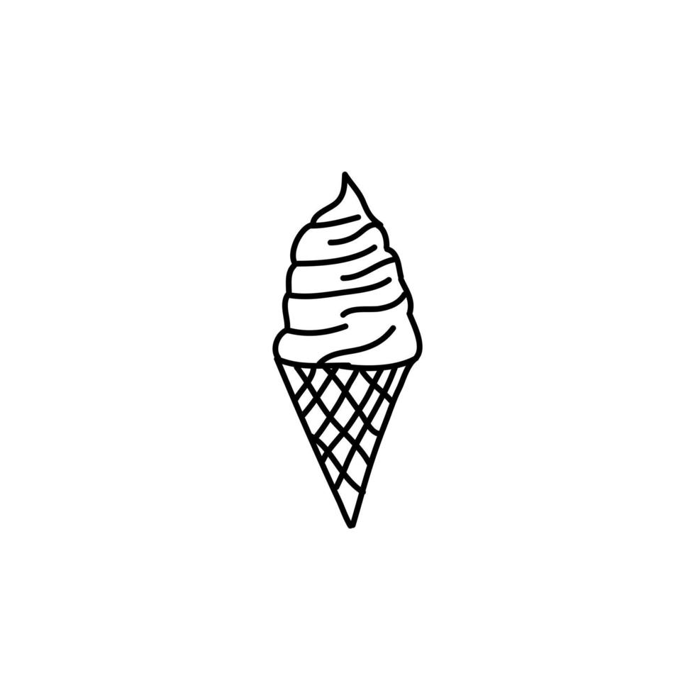 Hand drawn ice cream icon, simple doodle icon vector