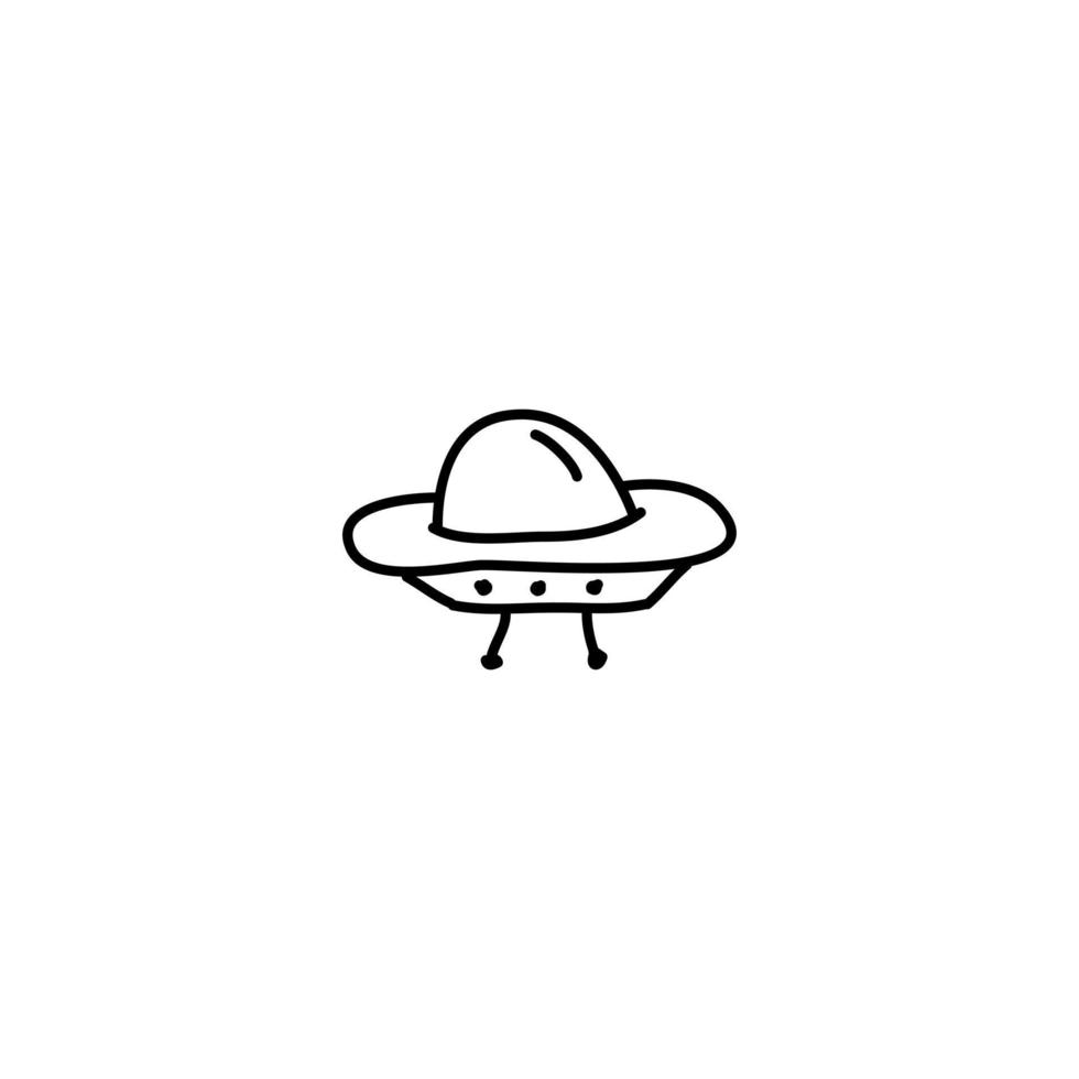 Hand drawn alien plane icon, simple doodle icon vector