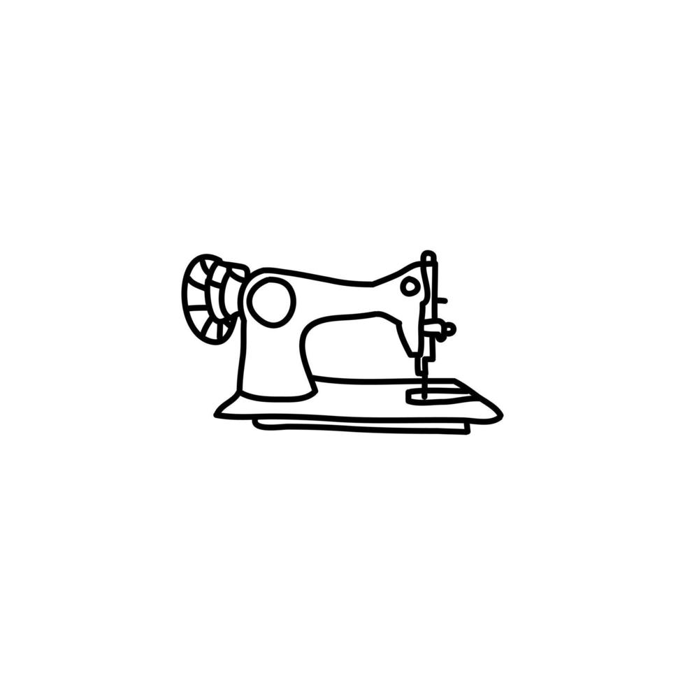 Hand drawn Vintage Sewing machine icon, simple doodle icon vector