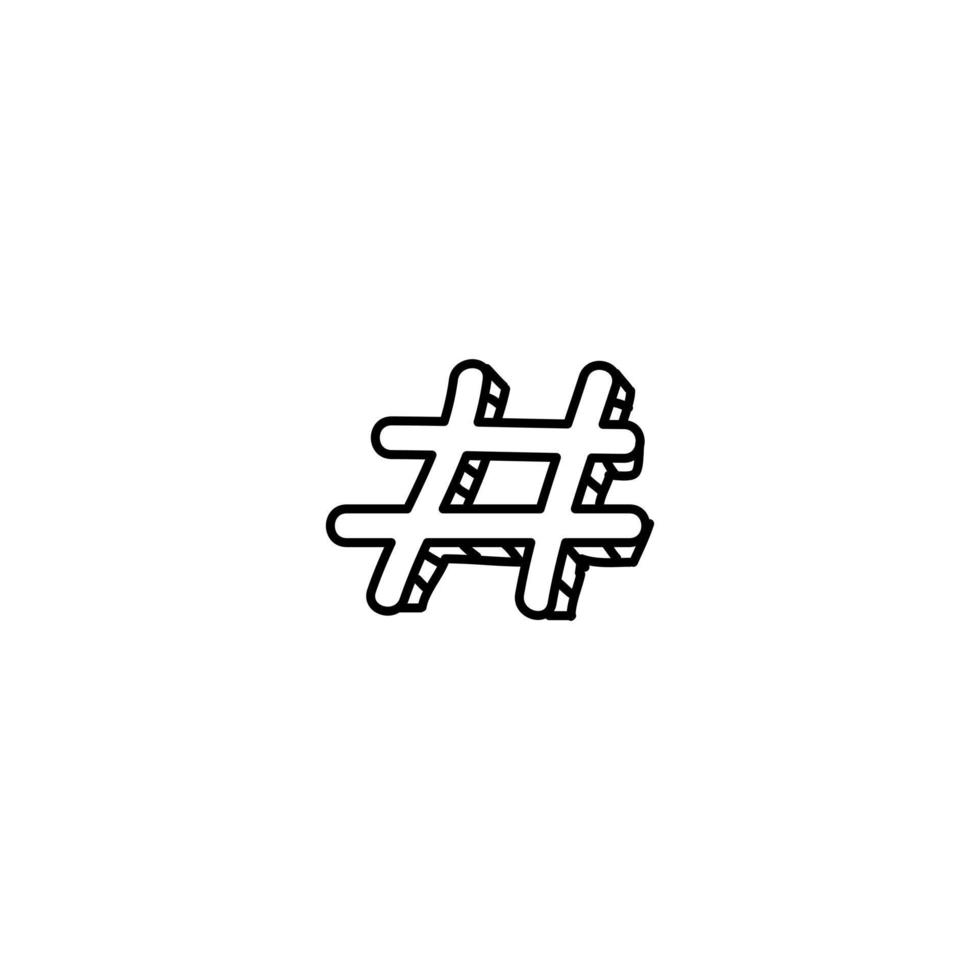 Hand drawn hashtag icon, simple doodle icon vector