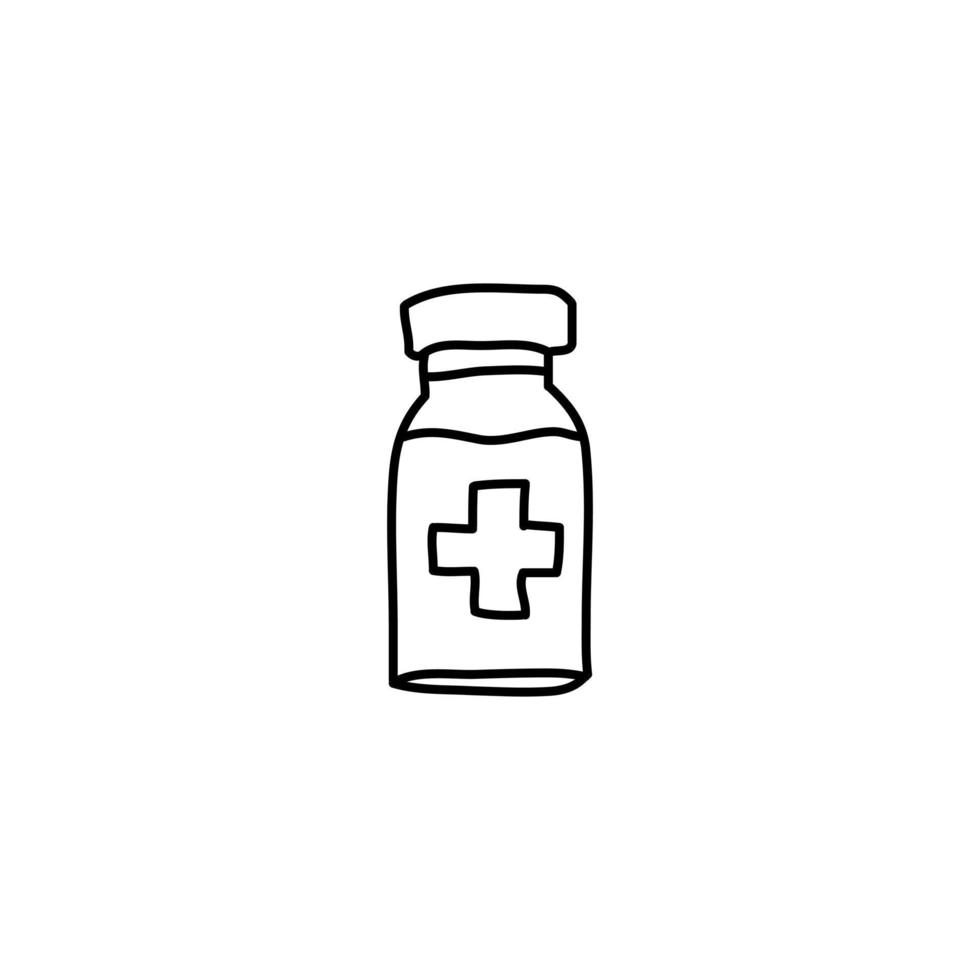 Hand drawn Medical Bottle icon, simple doodle icon vector