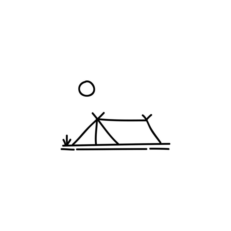 Hand drawn Camp tent icon, simple doodle icon vector