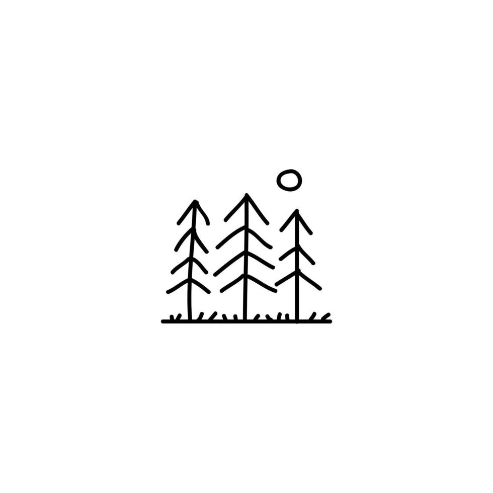 Hand drawn Pine Tree icon, simple doodle icon vector