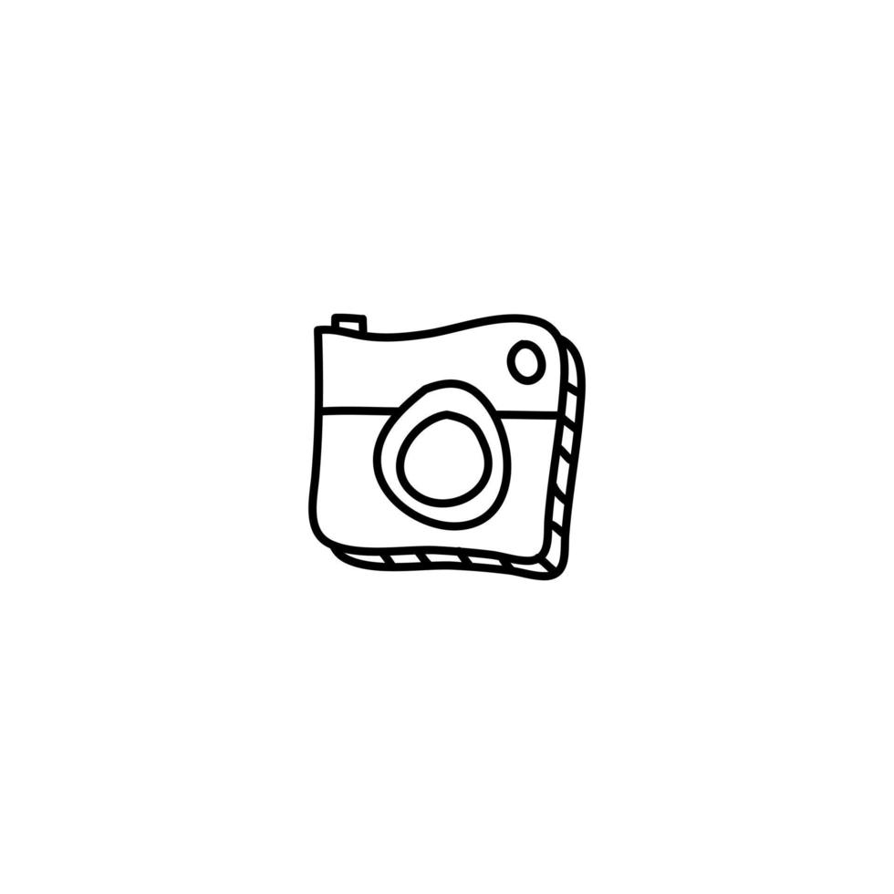 Hand drawn Camera icon, simple doodle icon vector