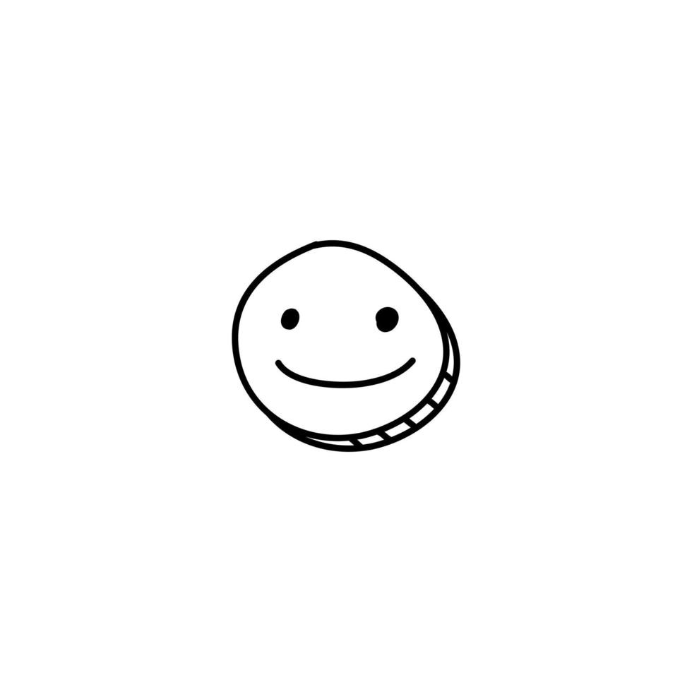 Hand drawn smile face icon, simple doodle icon vector