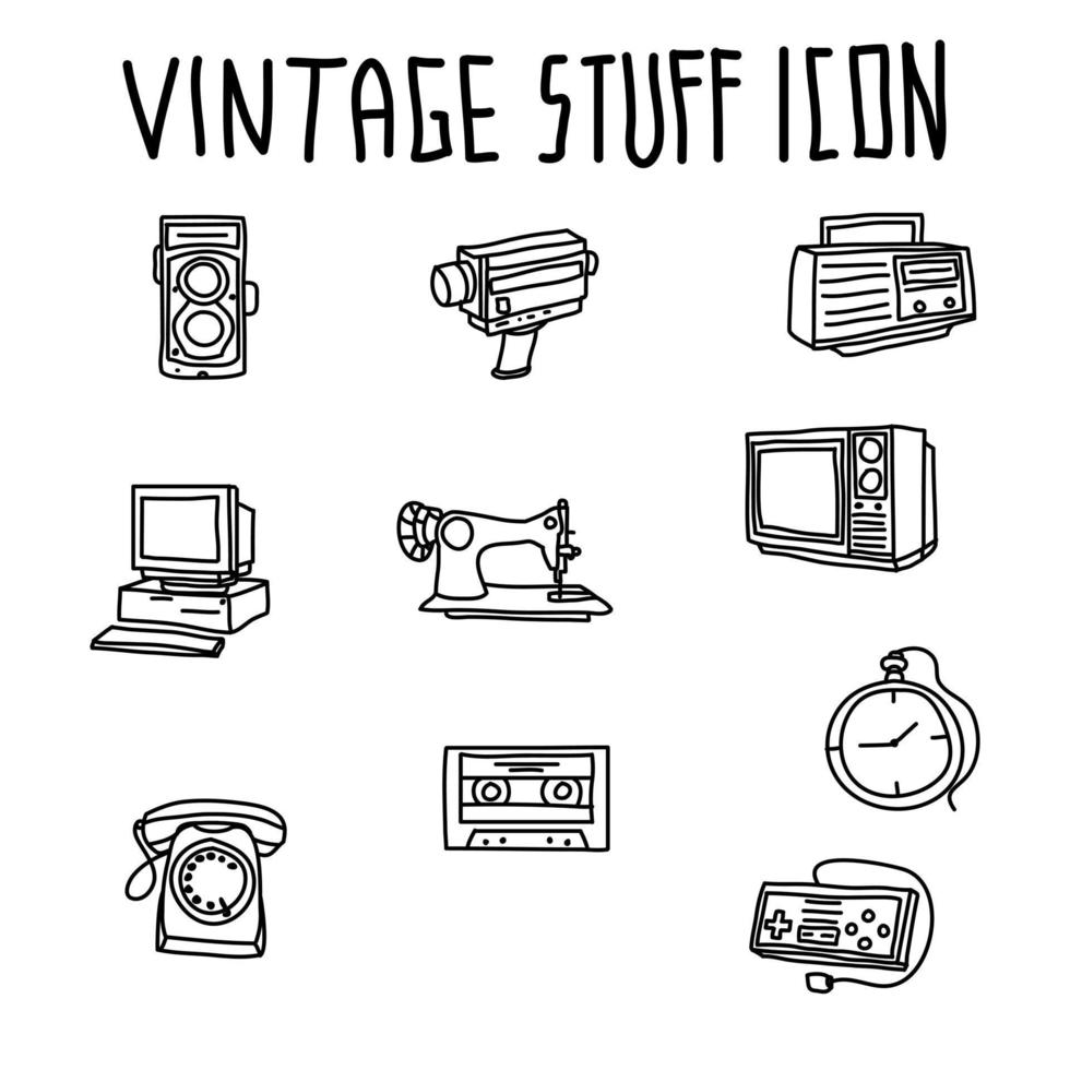 Hand drawn Vintage stuff icon, simple doodle icon vector