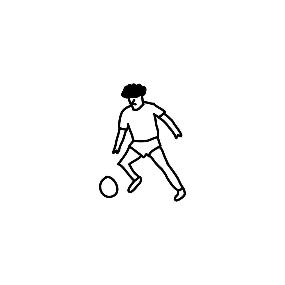 icono de jugador de fútbol dibujado a mano, icono de garabato simple vector