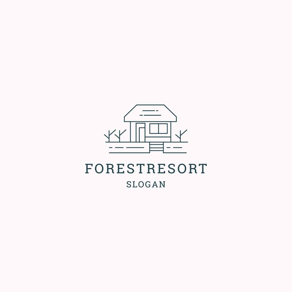 Ilustración de vector de plantilla de diseño de icono de logotipo de resort forestal