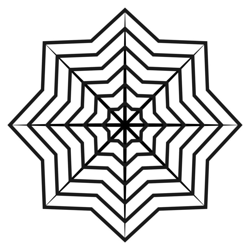 Openwork contour drawing of an abstract snowflake in a minimalist style. Line art. Isolate vector