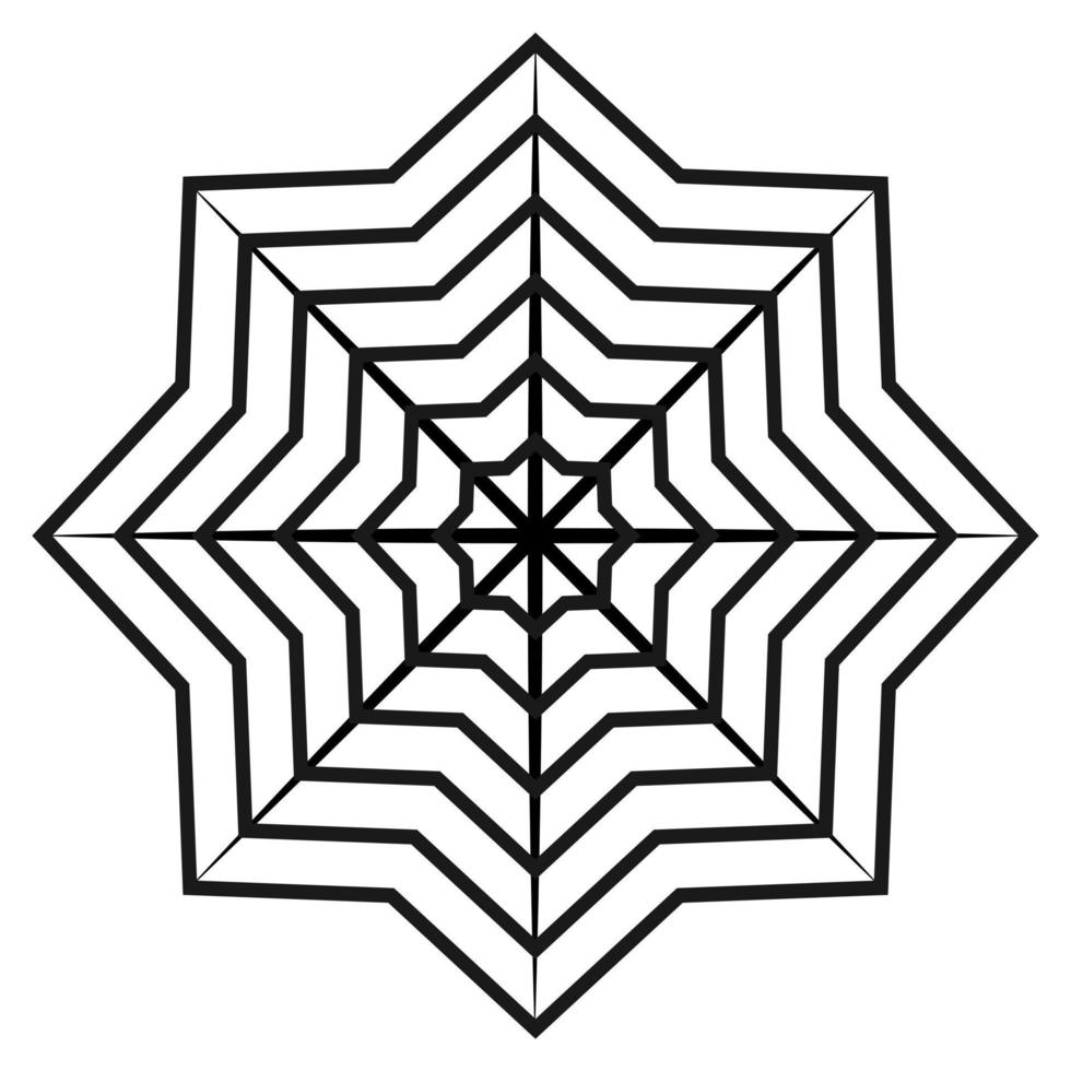 Openwork contour drawing of an abstract snowflake in a minimalist style. Line art. Isolate vector