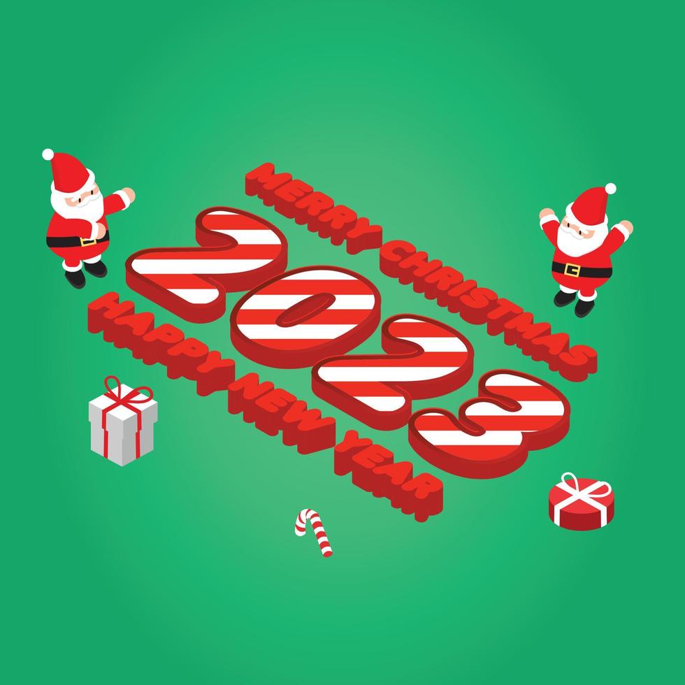 isometric 2023 and Christmas banner template promotion for advertising with santa vector