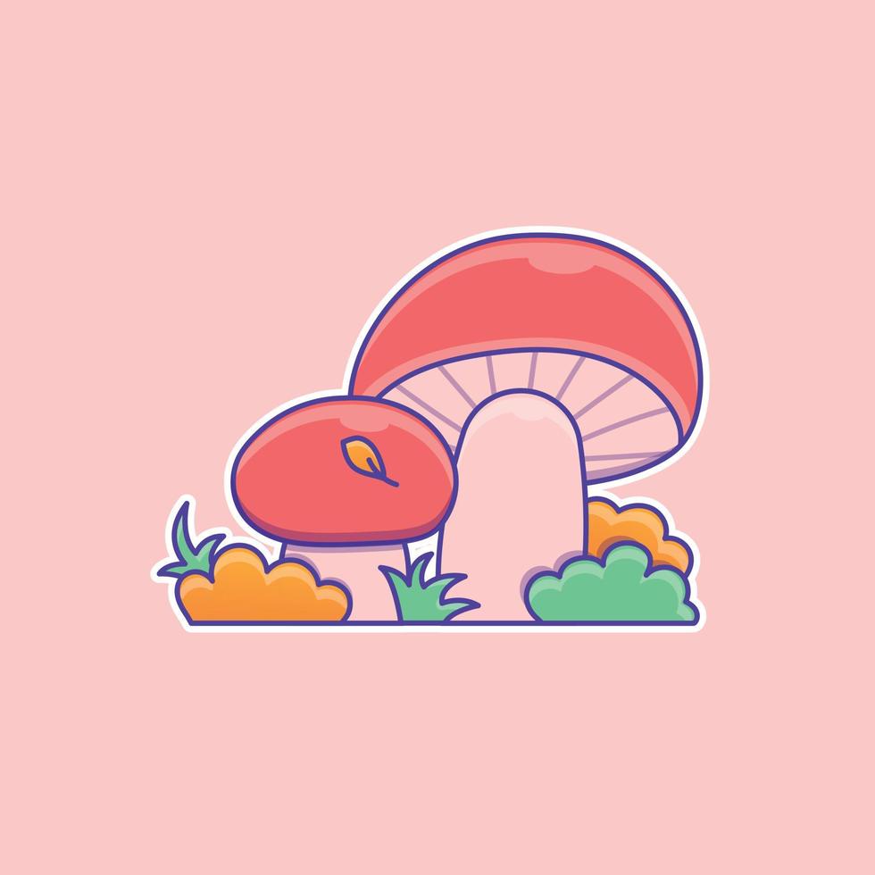 Cute cartoon mushrooms in vector illustration
