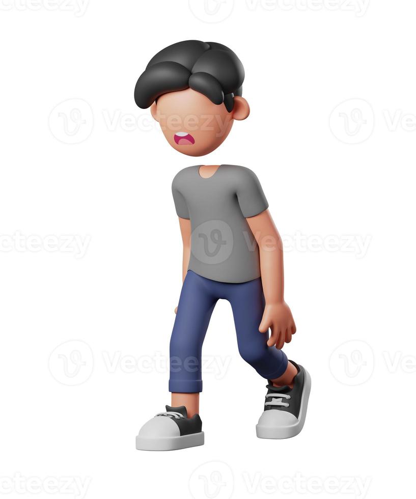 3d man walking with sad gesture photo