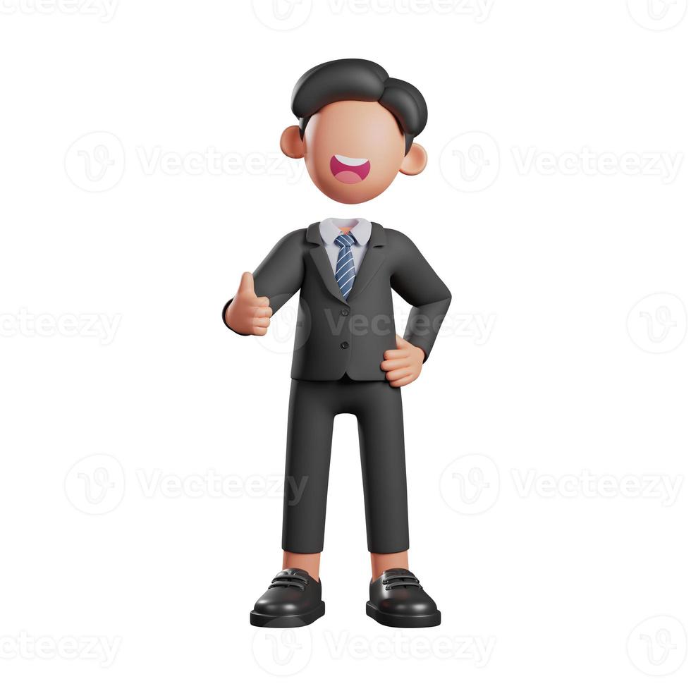 3d businessman with thumbs up gesture photo