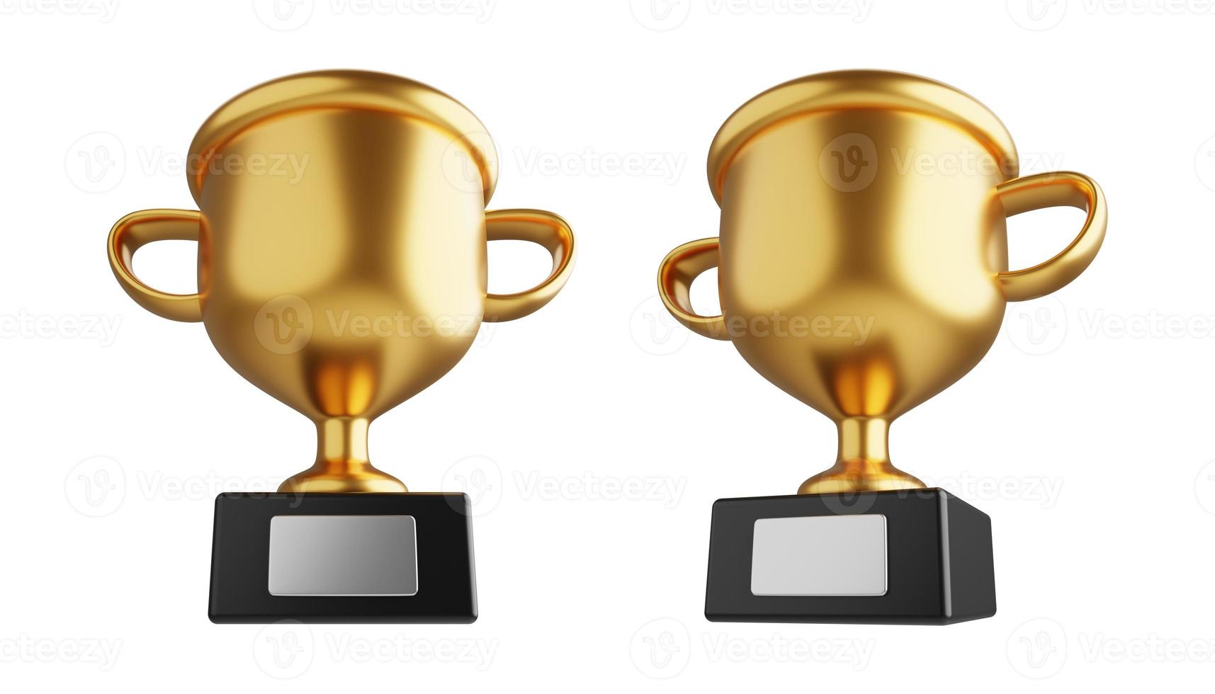 3d gold trophy illustration on the white background photo