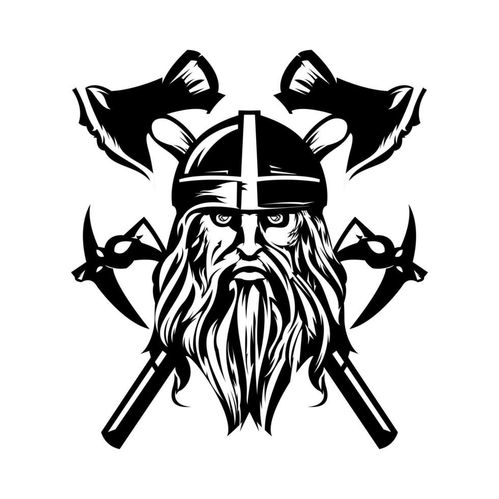 diseño de logotipo de cabeza vikinga vector