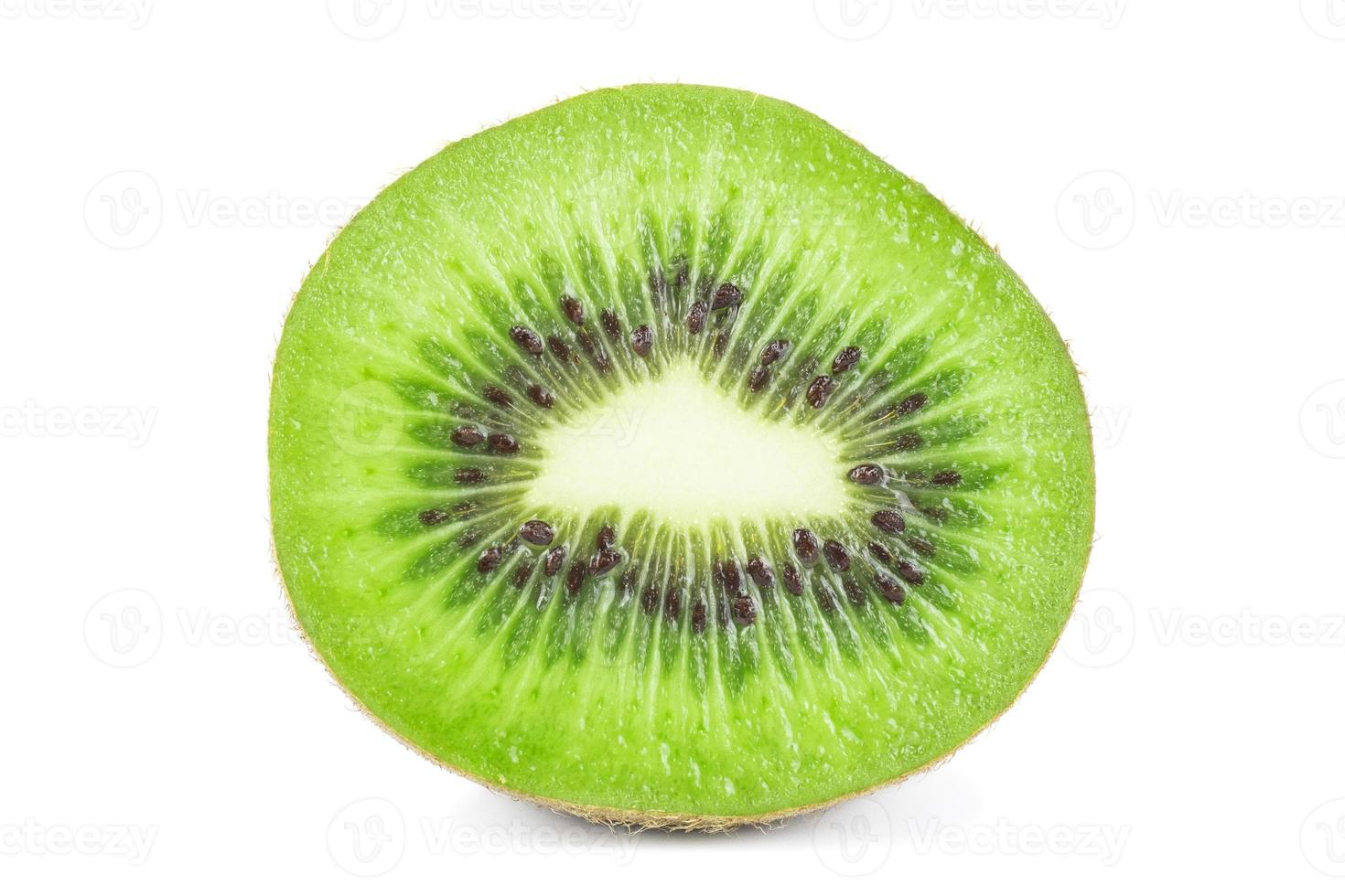 fresh cut green kiwi fruit isolated on white photo