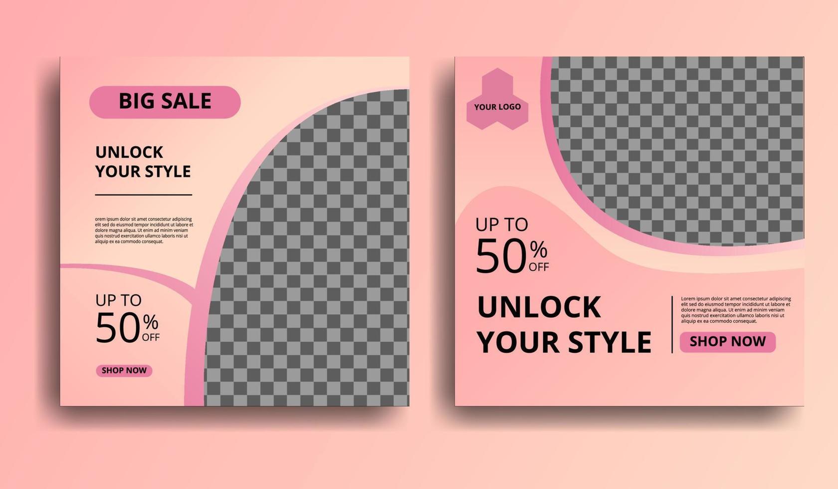 Fashion sale social media post template with pink color vector