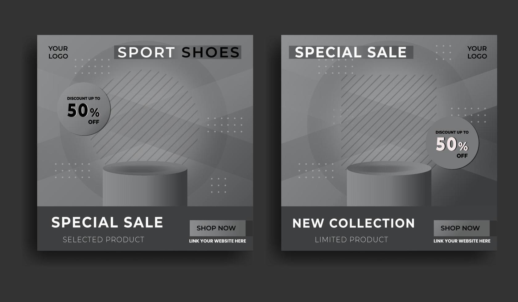 Sport shoes sale social media post vector