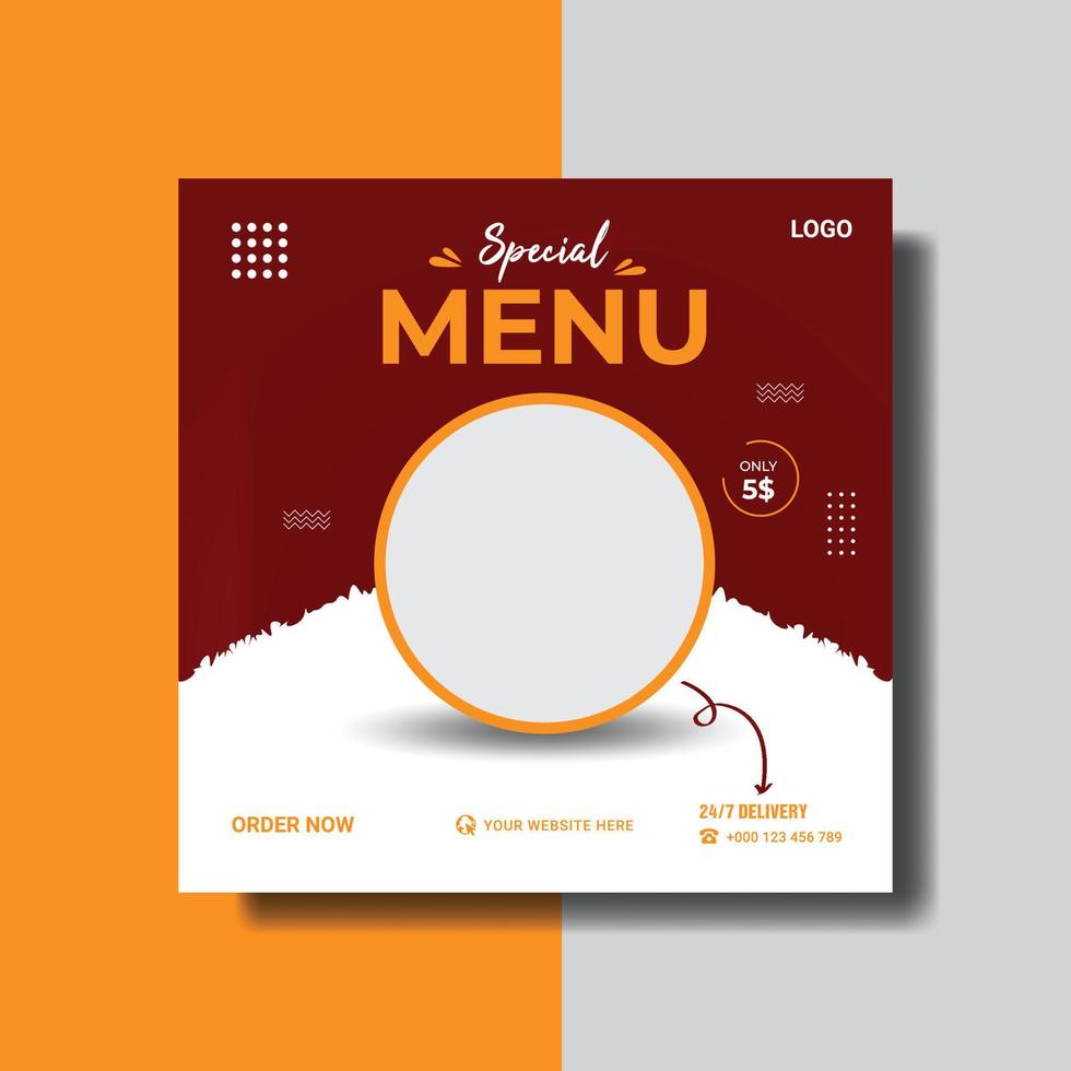 Burger Social Media post template. vector