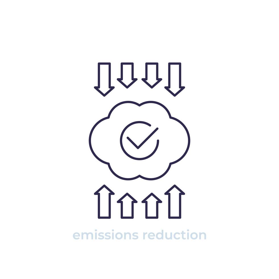 emissions reduction line icon on white vector