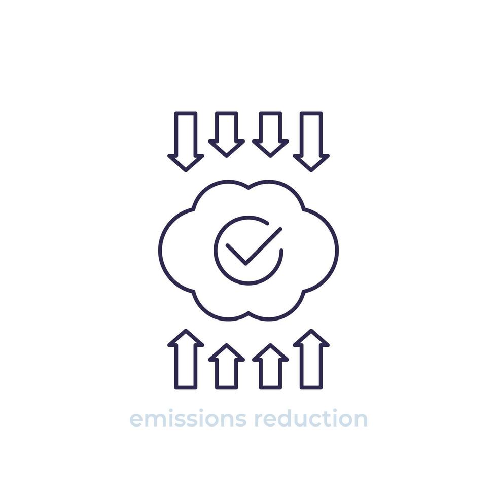 emissions reduction line icon on white vector