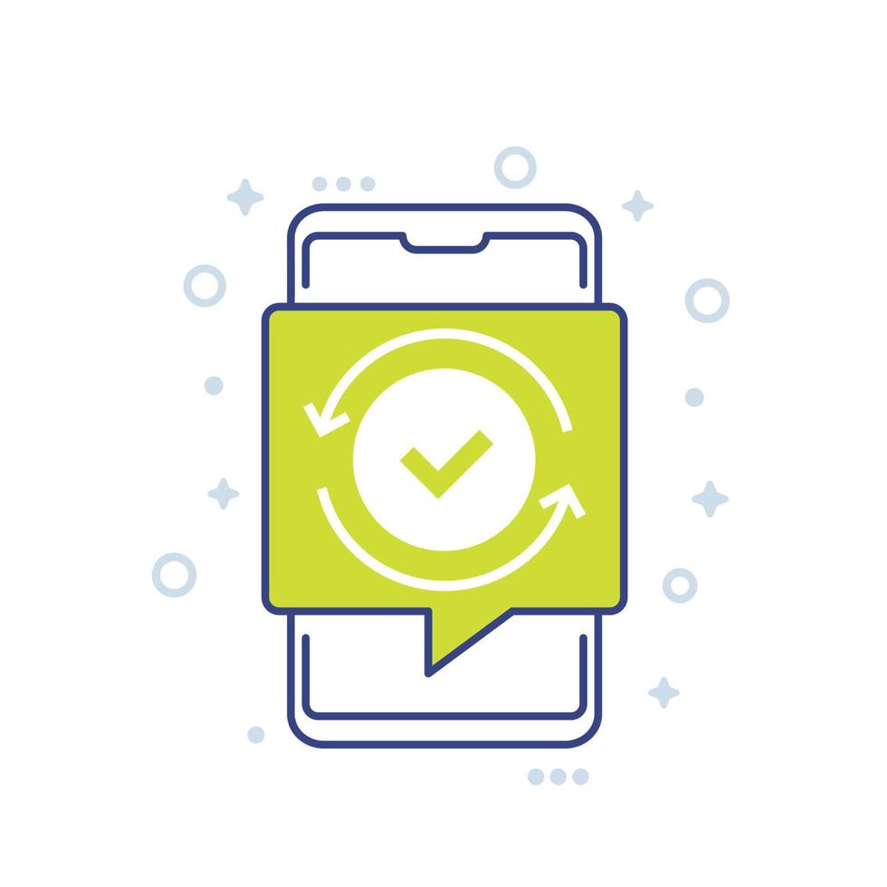 action completed icon with a phone vector