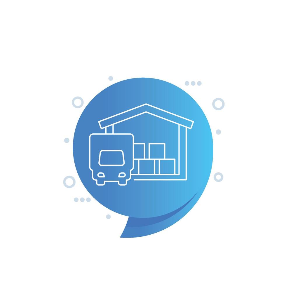 warehouse and truck thin line icon vector