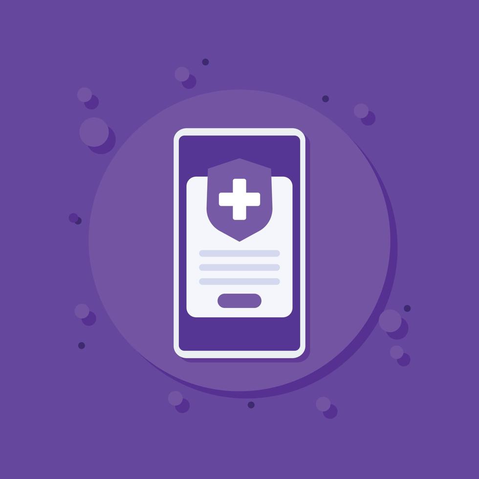 online medical insurance, mobile app vector